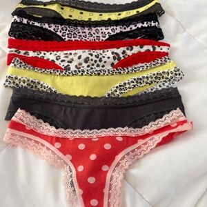 Victoria's Secret Low Rise Thong Lot Small - Red, Grey, Yellow, Pink